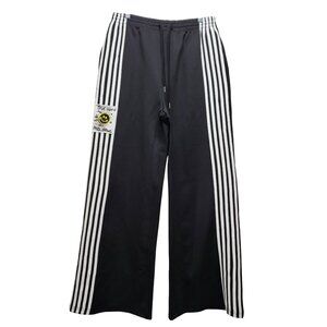 Black & White Womens Striped Easyhon Track Pants With Smiley Patch Size L